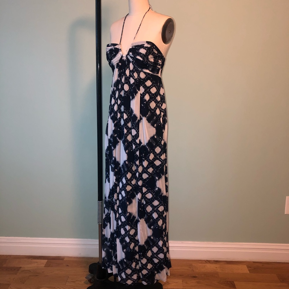 LOFT Blue and white Tie Dye Print Maxi Dress